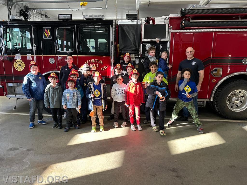 Vista Fire Department personnel with members of Vista Cub Scouts Pack 101