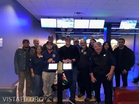 Vista Fire Department members bowling at Pinstripes Sono as part of our "Thank You events"