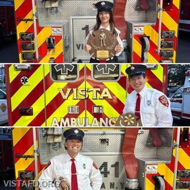 Foreman Kyla Whalen (Firefighter of the Year), EMT Grant Vialardi (EMT of the Year), and Firefighter/EMT Candidate Pietro Cipriano (Rookie of the Year)