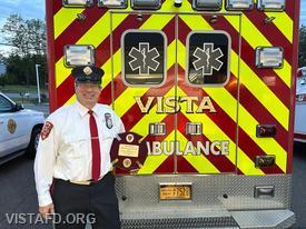 Firefighter/EMT Tom Ritchey being honored for 45 years of service
