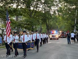 The Vista Fire Department marching in the 2025 Katonah Fire Department Parade