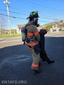 Probationary Firefighter Cameron Downey performing a Task Oriented Air Consumption (TOAC) evolution