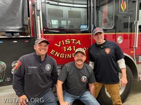 Foreman Pietro Cipriano, Firefighter Philip Wanderman, and Foreman Daniel Hochman
