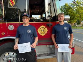 Probationary Firefighters David Fignar & Cameron Downey