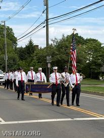 Vista Fire Department personnel participating in the New Canaan America 250 Parade