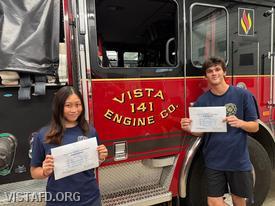 Probationary Firefighter/EMT Candidate Hanna Zhao and Firefighter/EMT Ashtin Rama