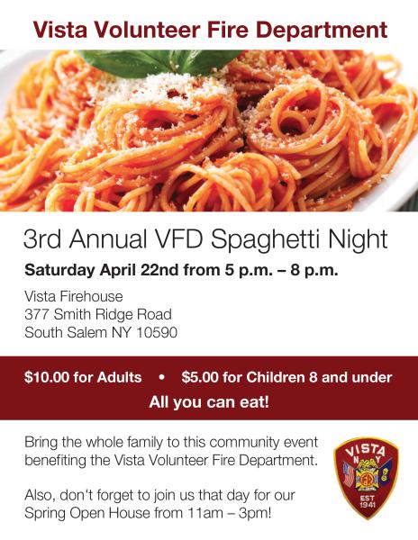 Join us for our 3rd Annual Spaghetti Night this Saturday! - Vista Fire ...
